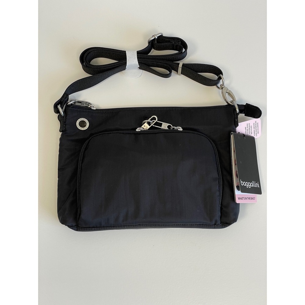 Baggallini Securtex Anti-Theft Memento Crossbody Bag NWT Black Travel